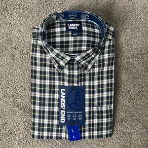 Lands' End Blue and Green Casual Button Down Shirt